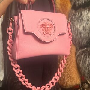 Versace Pink Satchel with Chain Strap